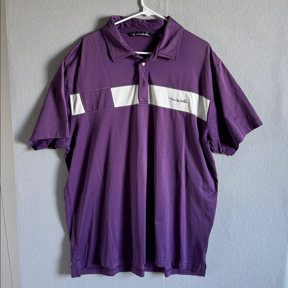 Travis Mathew Polo Shirt Sz XXL Pima Cotton Blend Purple Golf Performance